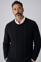 Daniele Alessandrini – Maglia Girocollo Massimo Lavorata a Trecce in Lana – Nero