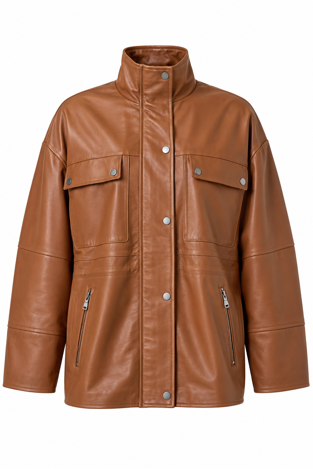 Giacca vicolo in Vera Pelle Cognac, immagine 7