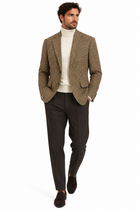 Lardini – Blazer Uomo Pied de Poule in Lana Vergine e Cashmere | Beige, Nero e Bordeaux