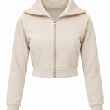 Completo Donna Felpa Crop e Pantalone Palazzo Beige