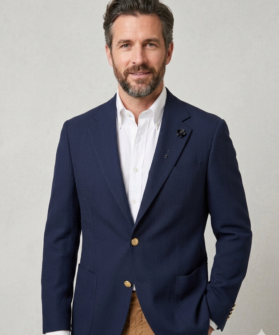 Lardini "Easy Wear" Fresh Wool Jacket - Navy Blue - Size 52