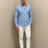 Ghirardelli Next Shirt – Blue Floral Pattern