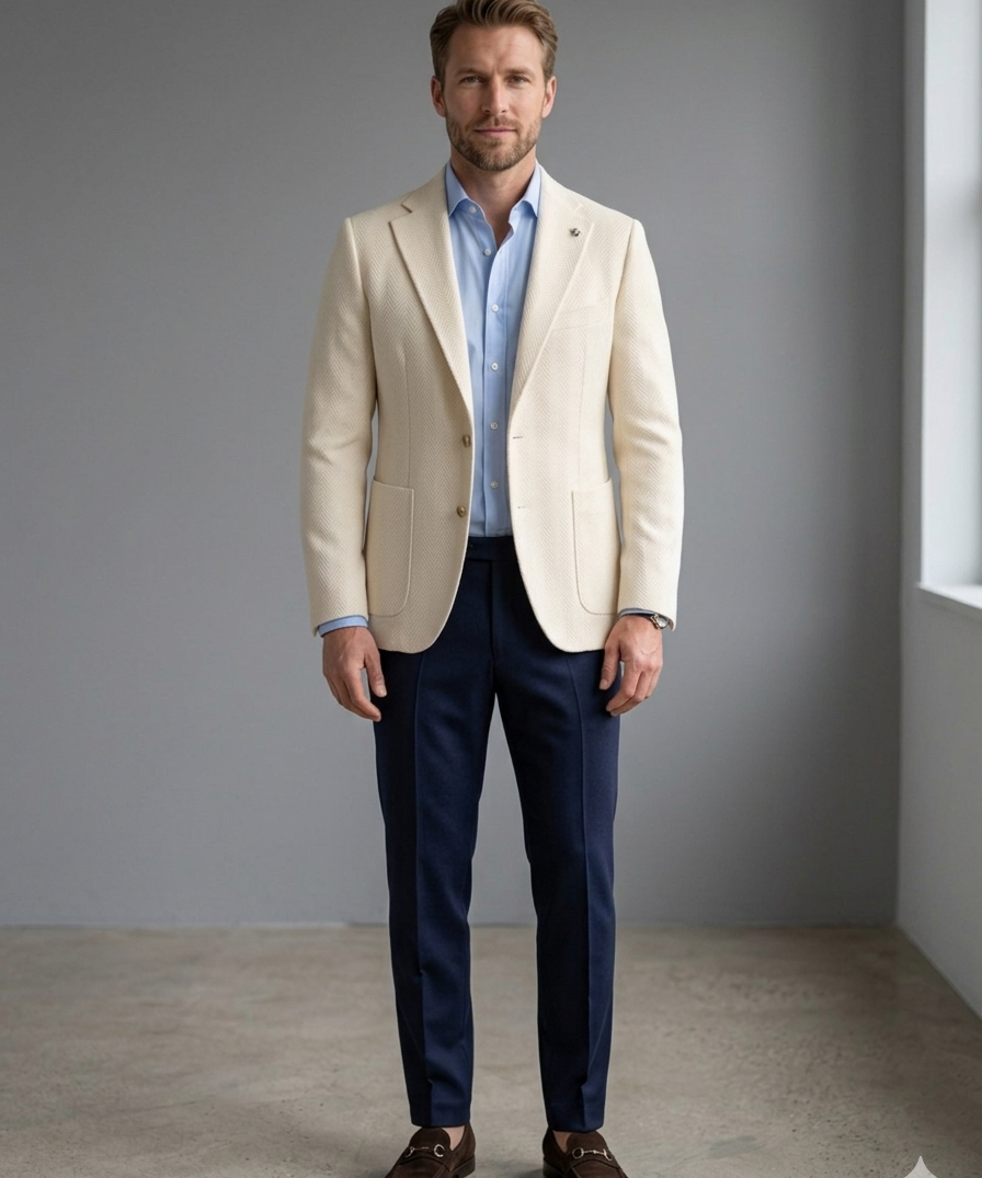 Manuel Ritz Slim Fit Jacket - Cream Color - Size 52