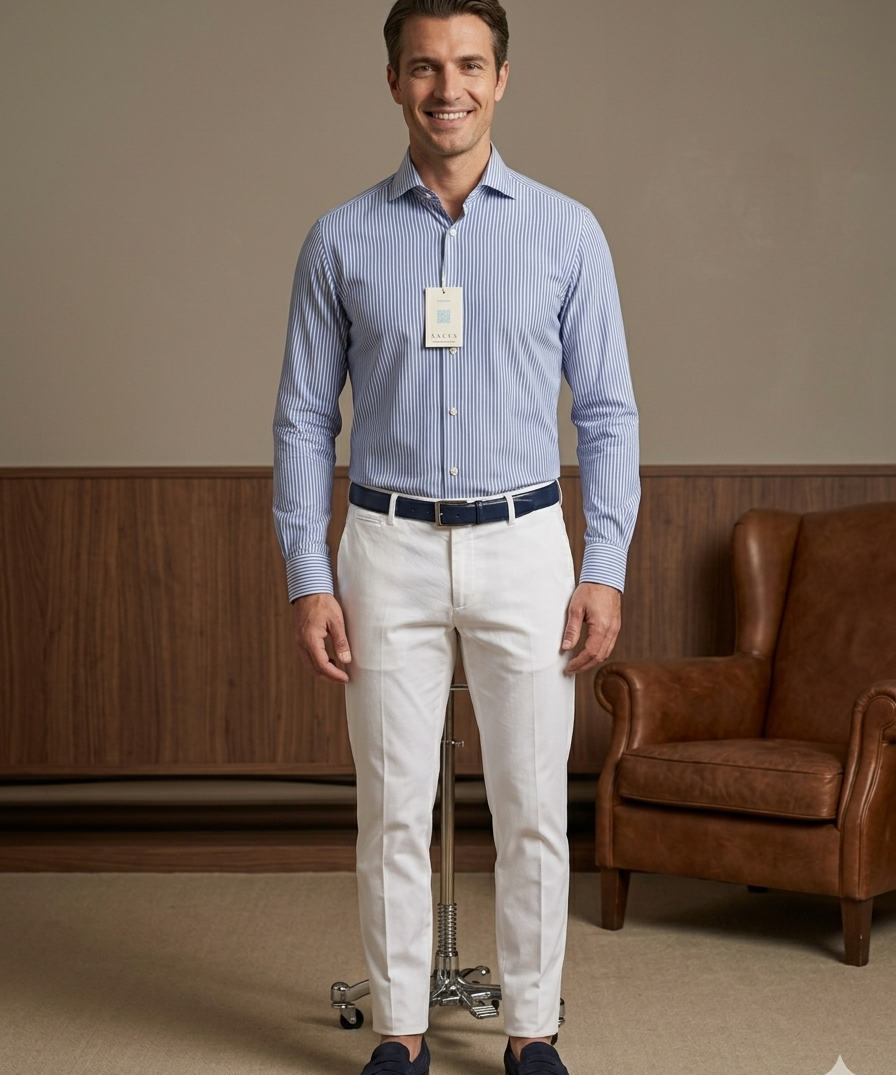 Xacus Active Shirt - The Journey Collection | Non-Iron Light Blue Striped
