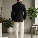Giacca Lardini in 100% Lino con Rever a Lancia - Nero - Taglia 50