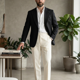 Giacca Lardini in 100% Lino con Rever a Lancia - Nero - Taglia 50