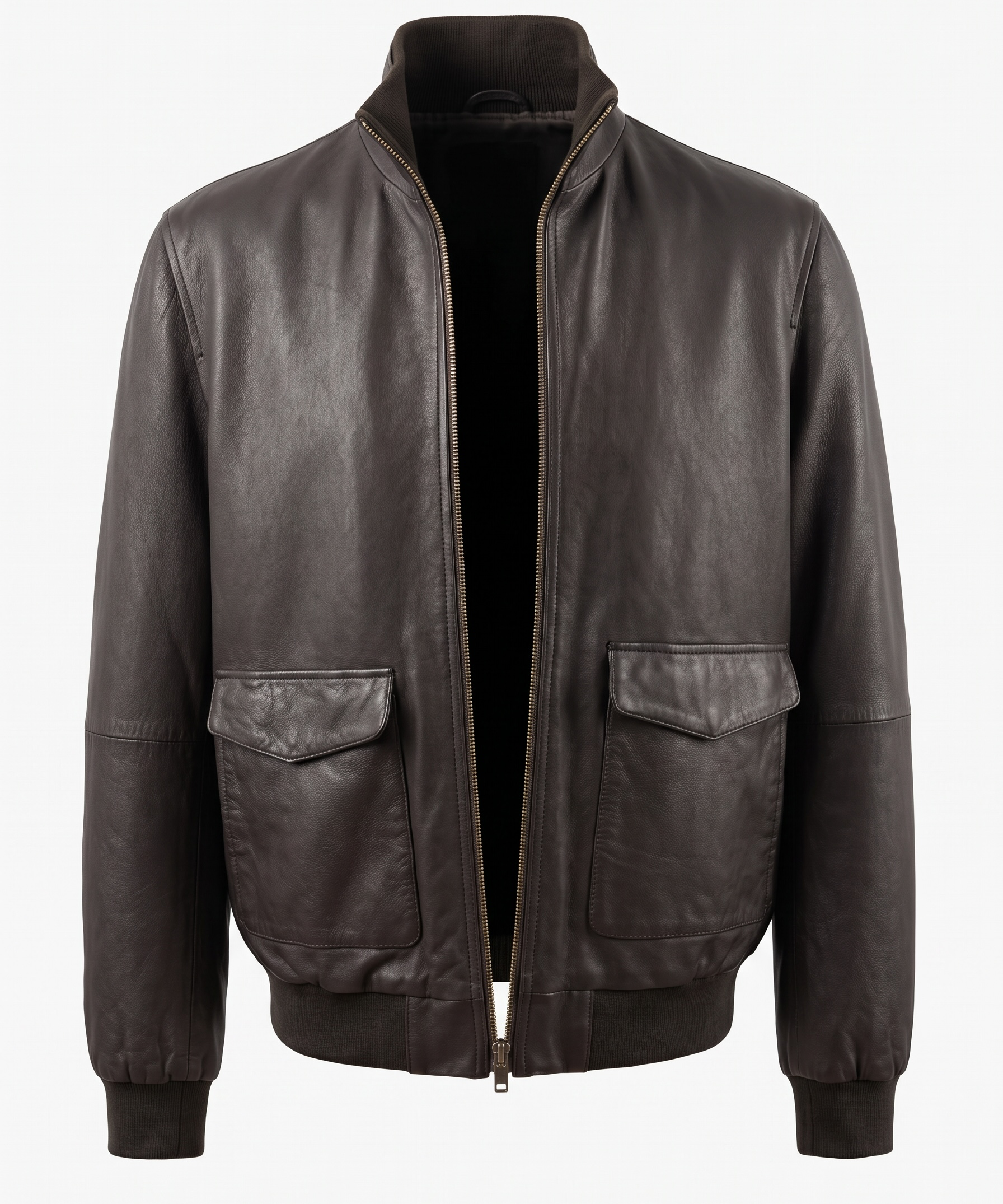 Giubbotto Yes Zee in pelle marrone imbottito taglia XL (52)