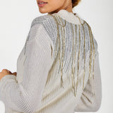 Wool blend sweater with crystals