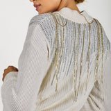Wool blend sweater with crystals