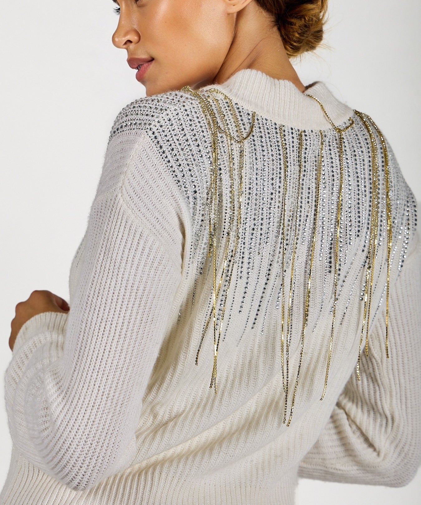 Wool blend sweater with crystals