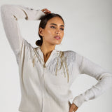 Wool blend sweater with crystals