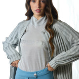 Cardigan sweater with appliqués