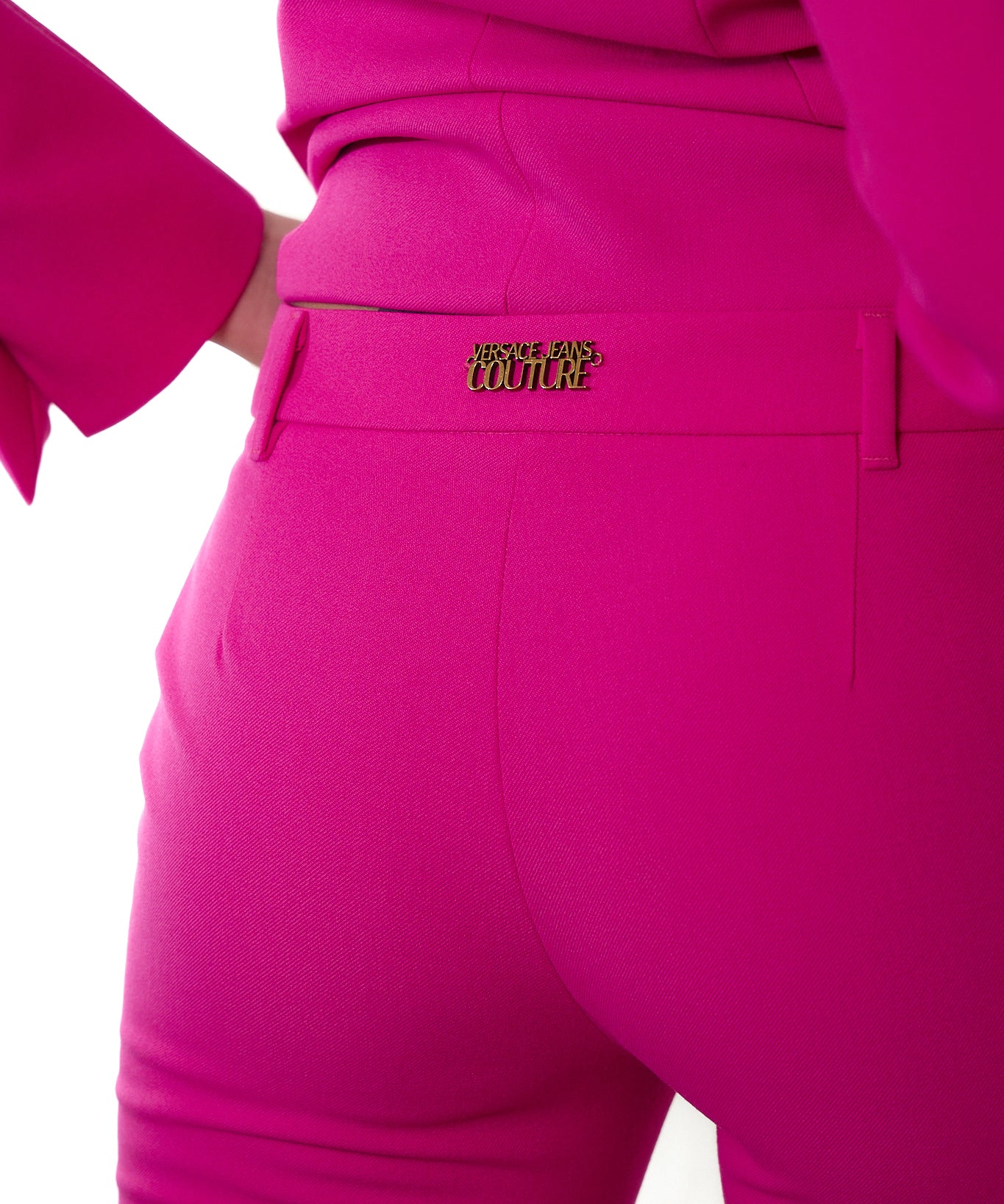 FUCHSIA VERSACE JEANS COUTURE TROUSERS